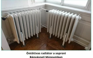 Öntöttvas radiátor a soproni Bányászati Múzeumban